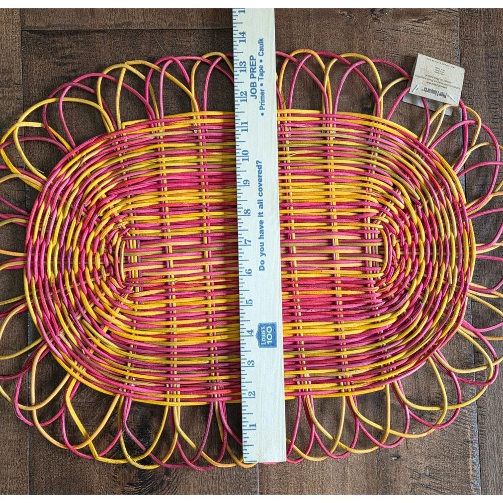 RARE VTG Boho Tiki Pier 1 Imports Rattan Placemats (15) Woven Oval 14x19 NEW